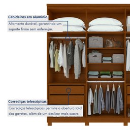 Guarda-roupa 6 Portas 4 Gavetas 100% Mdf Alonzo com Espelho e com Pés - 8 Guarda-roupa 6 Portas 4 Gavetas 100% Mdf Alonzo com Espelho e com Pés - 8