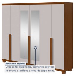 Guarda-roupa 6 Portas 4 Gavetas 100% Mdf Alonzo com Espelho e com Pés - 7 Guarda-roupa 6 Portas 4 Gavetas 100% Mdf Alonzo com Espelho e com Pés - 7