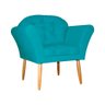 Poltrona Decorativa Amélia Pés Palito Suede Azul Turquesa - DS Estofados - 3