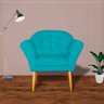 Poltrona Decorativa Amélia Pés Palito Suede Azul Turquesa - DS Estofados - 2