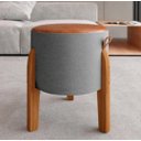 Ver imagem 4 de Kit 2 Puff Redondo Couro Decorativo Cinza