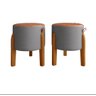 Kit 2 Puff Redondo Couro Decorativo Cinza - 1