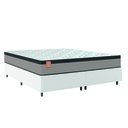 Ver imagem 1 de Cama Box Colchão Casal Queen Molas Ensacadas Real 158x198x65cm Linho Branco / Preto Inducol