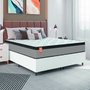 Ver imagem 2 de Cama Box Colchão Casal Queen Molas Ensacadas Real 158x198x65cm Linho Branco / Preto Inducol