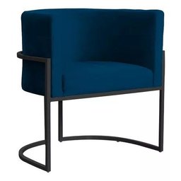 Poltrona Decorativa P/ Sala de Estar e Outros Ambientes Base de Metal - Azul Marinho - 1