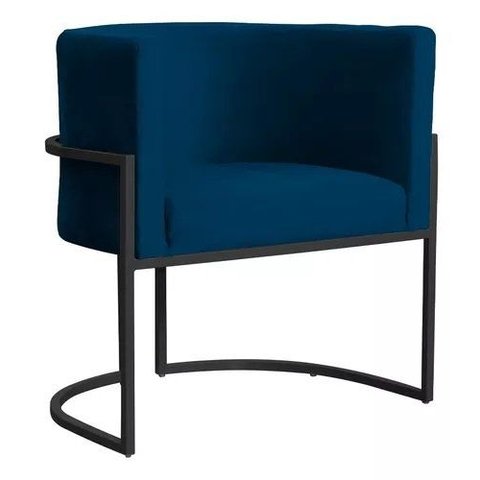 Poltrona Decorativa P/ Sala de Estar e Outros Ambientes Base de Metal - Azul Marinho
