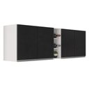 Ver imagem 1 de Kit 2 Armários Aéreos Califórnia 80cm e Nicho Garrafeiro 20cm Riad Branco/preto - Lumil