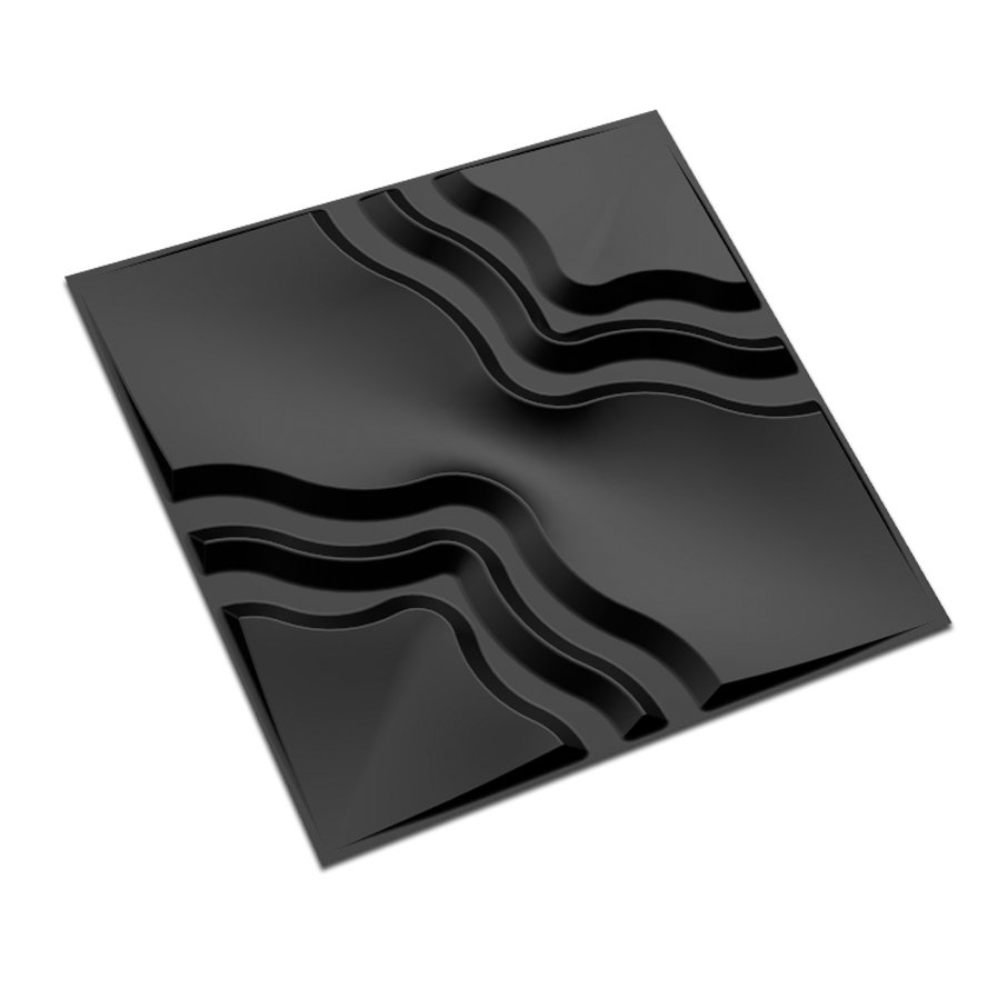 KIT 12 Placas 3D PVC Preto Decoração Revestimento de Parede e Teto (3m²) - TRAILS - 3
