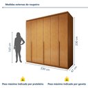 Ver imagem 5 de Guarda-Roupa Casal 6 Portas 4 Gavetas MDF 230cm Alonzo Amêndoa Clean