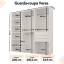 Ver imagem 3 de Guarda Roupa Casal Modulado Versa em MDF 6 Portas com 7 Prateleiras 3 Cabideiros 3 Gavetas