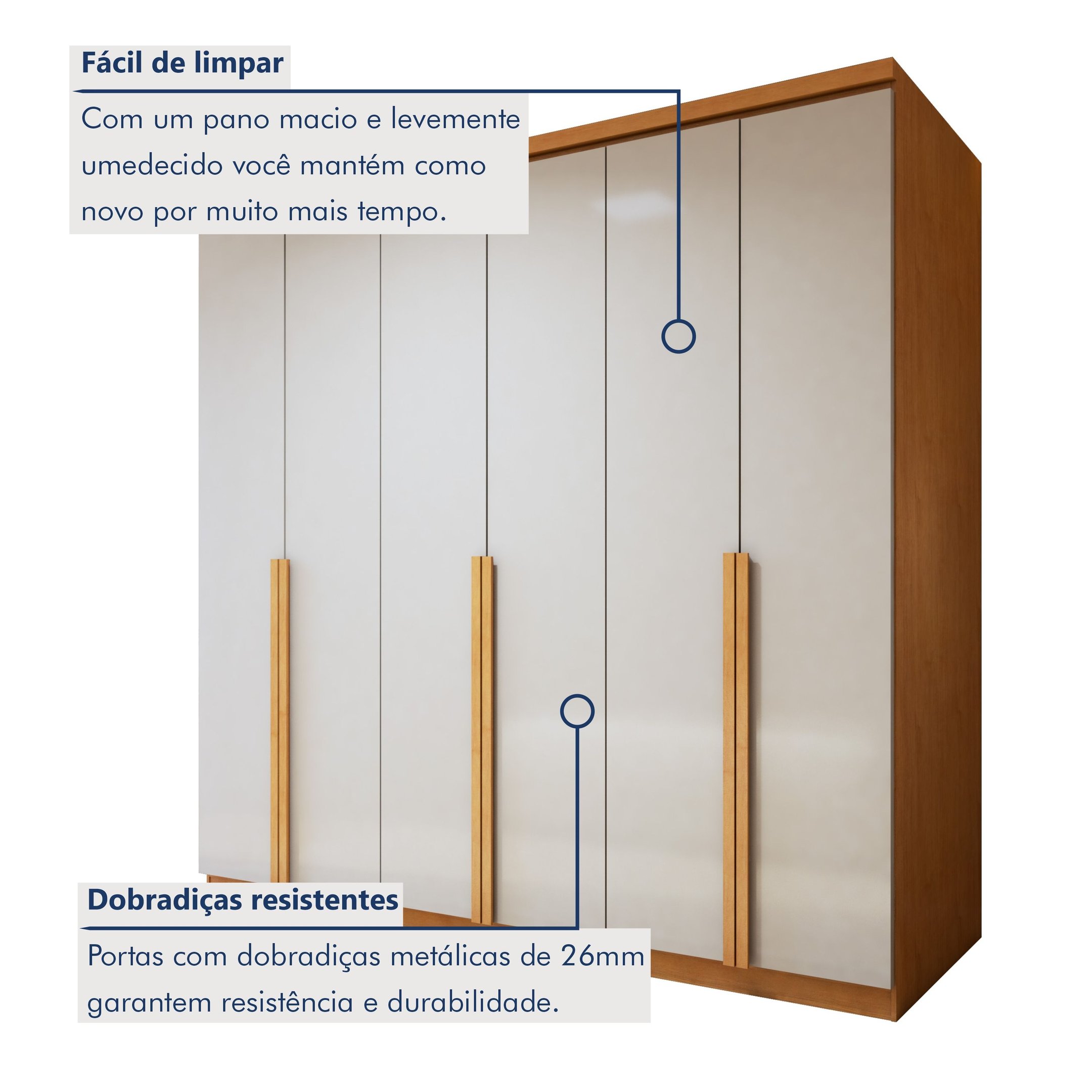 Guarda-roupa 6 Portas 4 Gavetas 100% Mdf Alonzo - 7