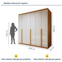 Ver imagem 4 de Guarda-Roupa Casal 6 Portas 4 Gavetas MDF 230cm Alonzo Marrom Amêndoa Clean/Off White