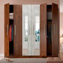 Ver imagem 1 de Guarda Roupa Casal com Espelho 2,20x2,20m 6 Portas 2 Gavetas Castanho Teka MDP 3066 - PRIME