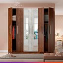Ver imagem 3 de Guarda Roupa Casal com Espelho 2,20x2,20m 6 Portas 2 Gavetas Castanho Teka MDP 3066 - PRIME