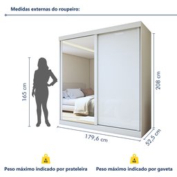 Guarda-roupa Casal 2 Portas 2 Gavetas Zeine com Espelho - 11