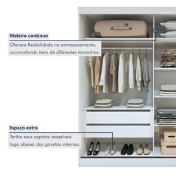Guarda-roupa Casal 2 Portas 2 Gavetas Zeine com Espelho - 8