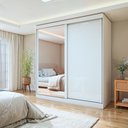 Ver imagem 1 de Guarda-Roupa Casal 2 Portas de Correr 2 Gavetas com Espelho MDF 179cm Zeine Branco