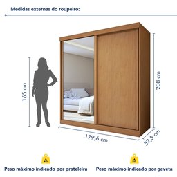 Guarda-roupa Casal 2 Portas 2 Gavetas Zeine com Espelho - 13