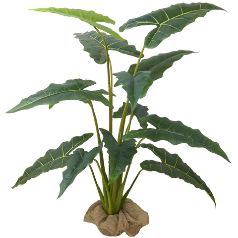 Planta Alocasia Artificial para Decoração de Casa Realista Verde