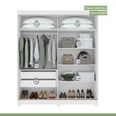 Ver mais imagens de Guarda-Roupa Casal 2 Portas de Correr 2 Gavetas com Espelho e Pés MDF 179cm Zeine Branco