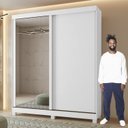 Ver imagem 5 de Guarda-Roupa Casal 2 Portas de Correr 2 Gavetas com Espelho e Pés MDF 179cm Zeine Branco