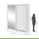 Ver imagem 4 de Guarda-Roupa Casal 2 Portas de Correr 2 Gavetas com Espelho e Pés MDF 179cm Zeine Branco