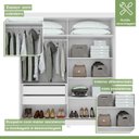 Ver imagem 6 de Guarda-Roupa Casal 2 Portas de Correr 2 Gavetas com Espelho e Pés MDF 179cm Zeine Branco