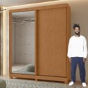 Ver imagem 5 de Guarda-Roupa Casal 2 Portas de Correr 2 Gavetas com Espelho e Pés MDF 179cm Zeine Amêndoa Clean/Off White