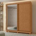 Ver imagem 1 de Guarda-Roupa Casal 2 Portas de Correr 2 Gavetas com Espelho e Pés MDF 179cm Zeine Amêndoa Clean/Off White