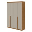 Ver imagem 3 de Guarda-Roupa Solteiro 4 Portas 2 Gavetas MDF 153cm Alonzo Marrom Amêndoa Clean/Off White