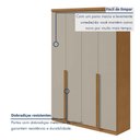 Ver imagem 7 de Guarda-Roupa Solteiro 4 Portas 2 Gavetas MDF 153cm Alonzo Marrom Amêndoa Clean/Off White