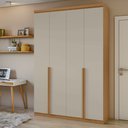 Ver imagem 1 de Guarda-Roupa Solteiro 4 Portas 2 Gavetas MDF 153cm Alonzo Marrom Amêndoa Clean/Off White