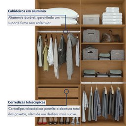 Guarda-roupa 4 Portas 2 Gavetas 100% Mdf Alonzo - 6