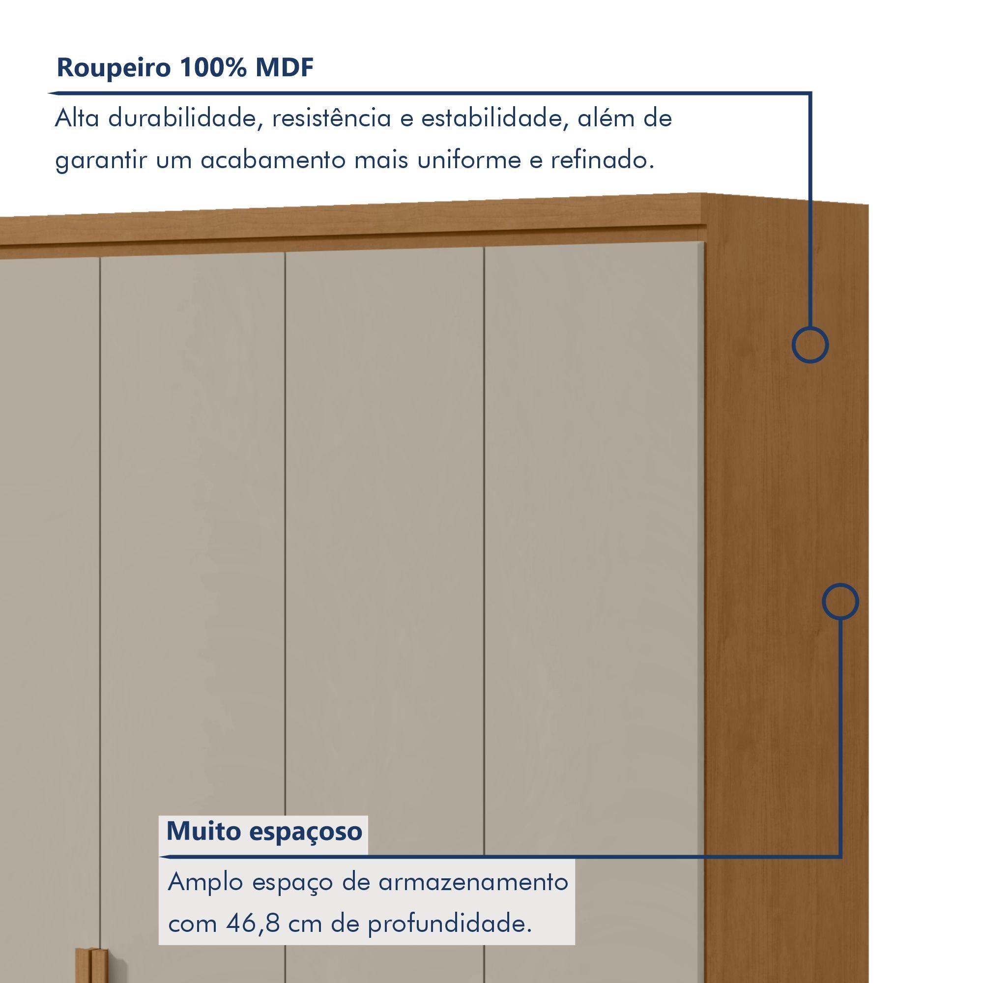 Guarda-roupa 4 Portas 2 Gavetas 100% Mdf Alonzo - 2