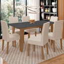 Ver imagem 1 de Conjunto Sala de Jantar Mesa Liz 6 Cadeiras Jade Poliman Carvalho e Grafite