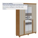Ver imagem 5 de Guarda-Roupa Solteiro 4 Portas 2 Gavetas com Espelho e Pés MDF 153cm Alonzo Marrom Amêndoa Clean/Off White