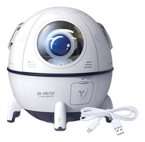 Umidificador de Ar Aromatizador de Ambiente Estilo Astronauta Nave Espacial Led Usb