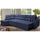 Ver imagem 1 de Sofá de Canto Retrátil e Reclinável Esquerdo 3,00x2,36m Molas Cama inBox Espanha Velusoft Azul
