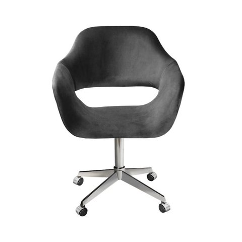 Poltrona Zara Base Giratória com Rodinhas Cor:Veludo Cinza 220