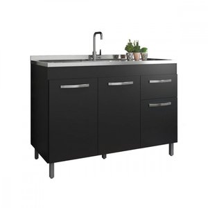 Balcão 1,19 para Pia Home  3 Portas 1 Gaveta Mdp 120cm  Fiorello