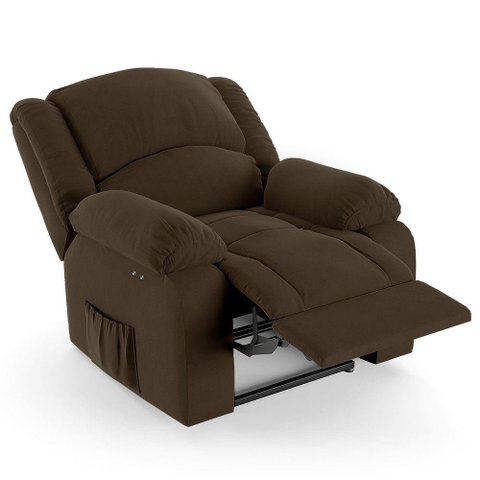Poltrona do Papai Reclinável Pietra Power Touch Usb Fh9 Veludo Marrom - Mpozenato