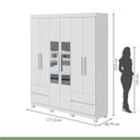 Ver imagem 4 de Guarda-Roupa 6 Portas 4 Gavetas Argus com Espelho e com Pés