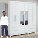 Ver imagem 5 de Guarda-Roupa 6 Portas 4 Gavetas Argus com Espelho e com Pés