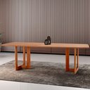 Ver imagem 2 de Mesa para Sala de Jantar Patros 220cm Madeira Tampo Barril Laminado Moderna Mobília