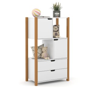 Armário Organizador Kids Matic Industria de Moveis Ltda Branco Soft / Freijó