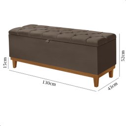 Recamier Baú Dubai Veludo Marrom Casal 1,30m Estofado Base Madeira - 7