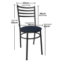 Ver imagem 5 de Conjunto 4 Cadeiras Jantar de Metal Preto e Assento Estofado Azul Escuro