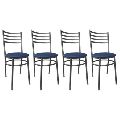 Kit Conjunto 4 Cadeiras para Cozinha Mesa Jantar Bar Lanchonete Restaurante Preta Estofado Oceano