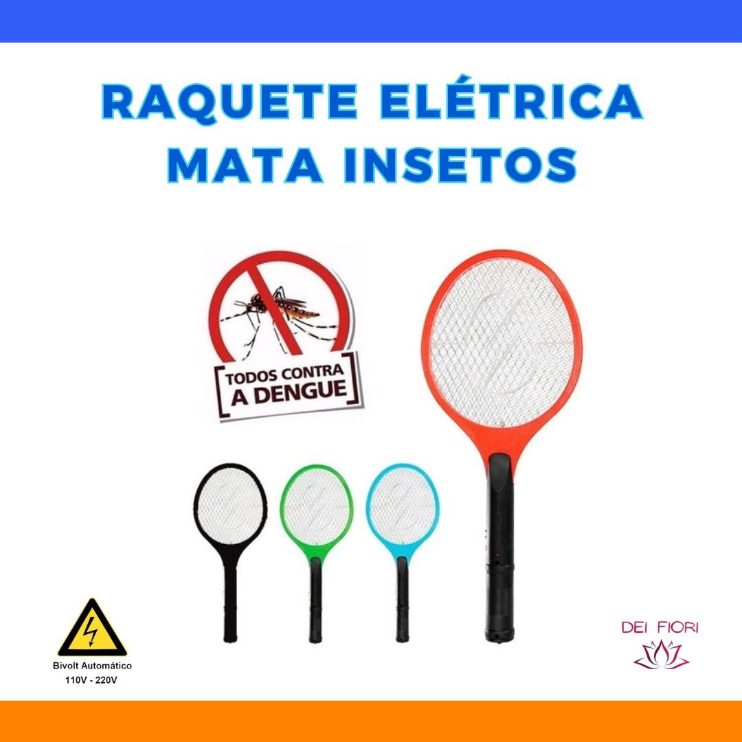 Raquete Elétrica Bivolt Mata Pernilongos Moscas Recarregável Segura Grade Proteção Botão Segurança - 3