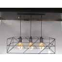 Ver imagem 1 de Pendente Aramado Retangular 60x20cm 3xE27